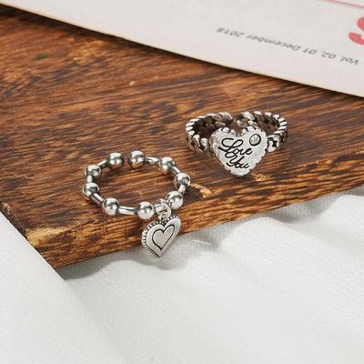 2022 новые модные кольца для пар из 2 предметов Love Love, милые регулируемые темпераментные модные женские кольца с гравировкой