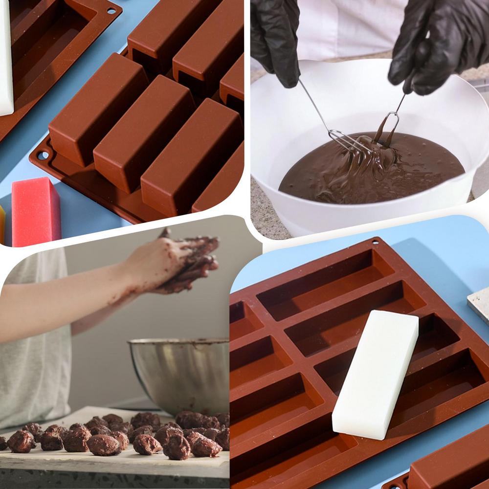 Силиконовая форма для шоколада ручной работы с 8 ячейками для печенья в виде длинных пальцев, квадратная силиконовая форма для конфет для выпечки конфет, шоколадных закусок
