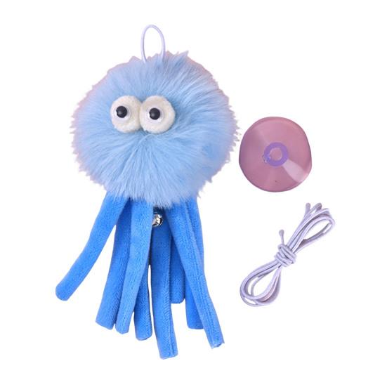 Подвесная пушистая игрушка для кошек «Осьминог», интерактивная самостоятельная игра для кошек с колокольчиком, мягкая плюшевая игрушка «Осьминог» с эластичной нитью для домашних игр и преследований котят