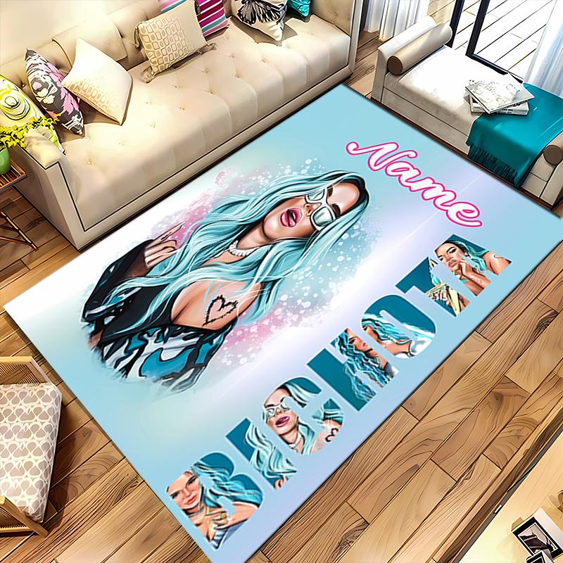 Custom personalization singer Karol G Area Rug - Perfect For Kitchen, Bathroom,Laundry Room Decor Large Size Available,Gift All Seasons
