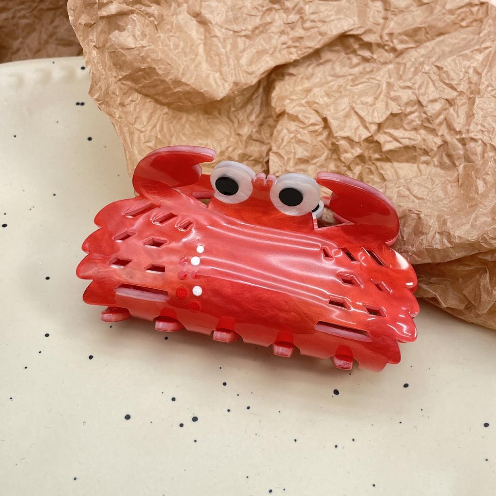 1pc Water Pattern Acrylic Cute Fashion Cartoon Double Sided Printing Hair Claw Ocean Series Shark Clip