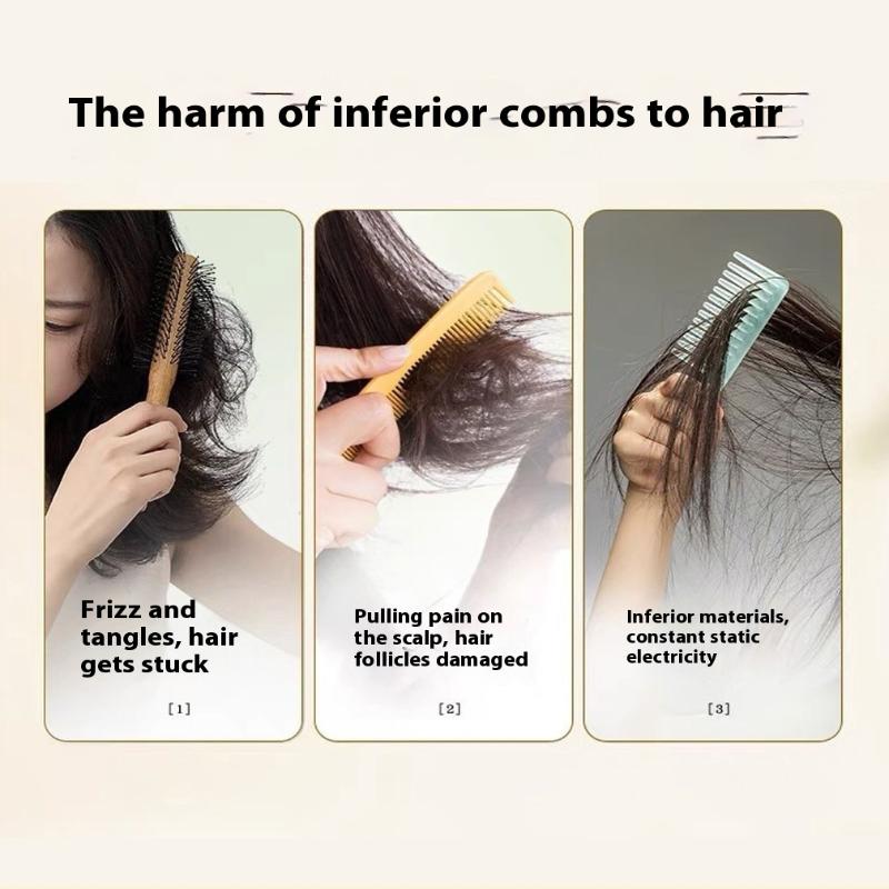 Деревянная расческа с длинной ручкой и широкими зубьями для завивки волос и укладки волнами. Профессиональный салонный инструмент для черных волос и париков.