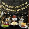 Your Birthday It Is Celebrate We Must Banner - Gold Glitter Birthday Party Decorations, Baby Banner, Baby Cake Smash Photo Props, Hanging Party