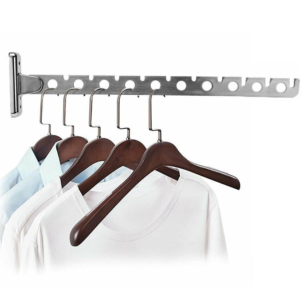 8/10 Holes Stainless Steel Clothes Hooks Wall Mounted Drying Rack Home Folding Clothes Organizer Space Saver for Closet Storages