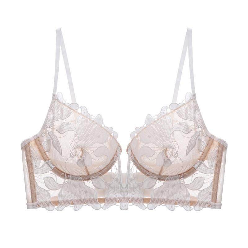 Женский сексуальный бюстгальтер с глубоким V-образным вырезом, нижнее белье с эффектом пуш-ап, вышитый минимайзер, кружевной бюстгальтер, ультратонкое летнее белье