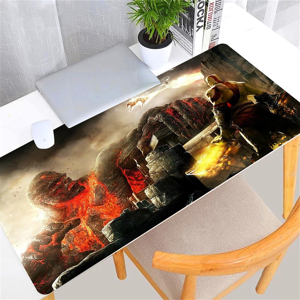 Large Game God of War Mousepad XL Desktop Natural Rubber Desk Mat Kawaii Gaming Accessories Students Writing Pad Desk Mat 80x30