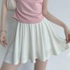 Ice Silk Skirts with Safty Pants Straight A-line Mini Skirt Simple Pleated Skirts Women  Female