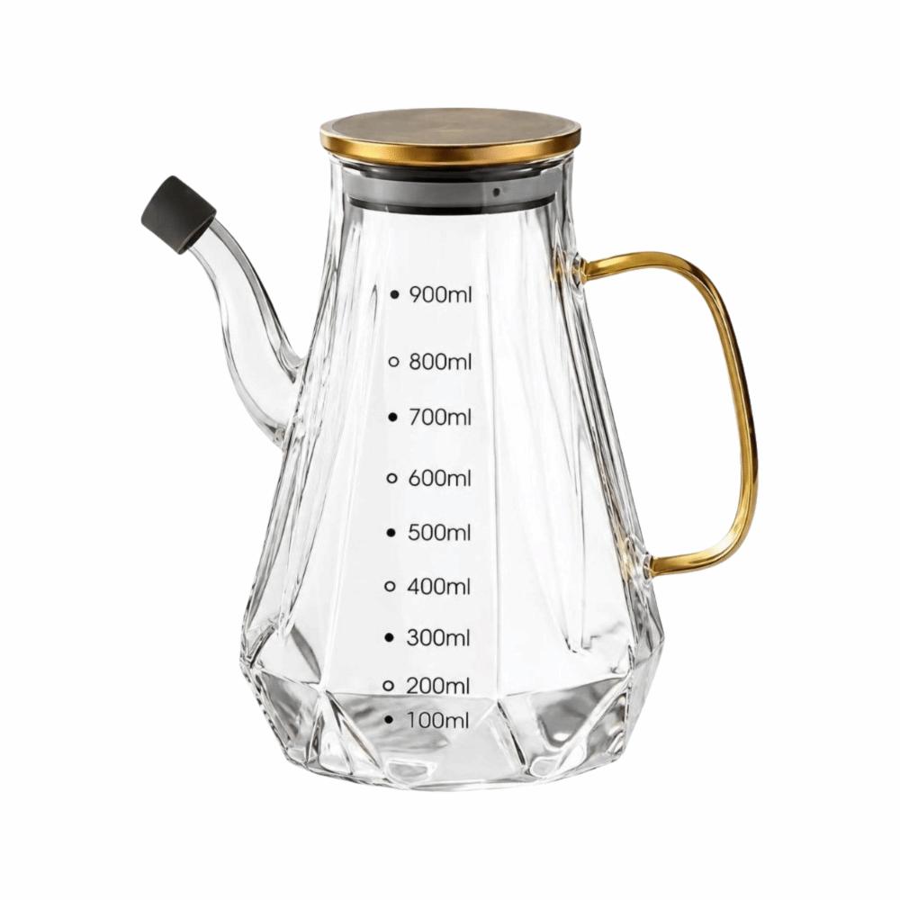 with Scale Glass Oil Dispenser Diamond Cut Kitchen Oil Container Oil Pourer Home Cooking