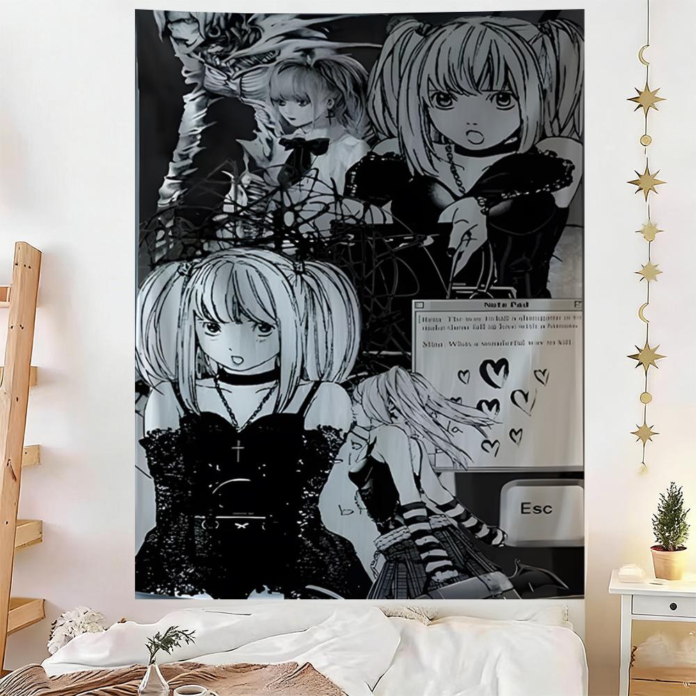 Death Note Tapestry Neon Anime Style Flat Print Wall Hanging Wall Art Decor for Bedroom Game Live Room Living Room Anime Room