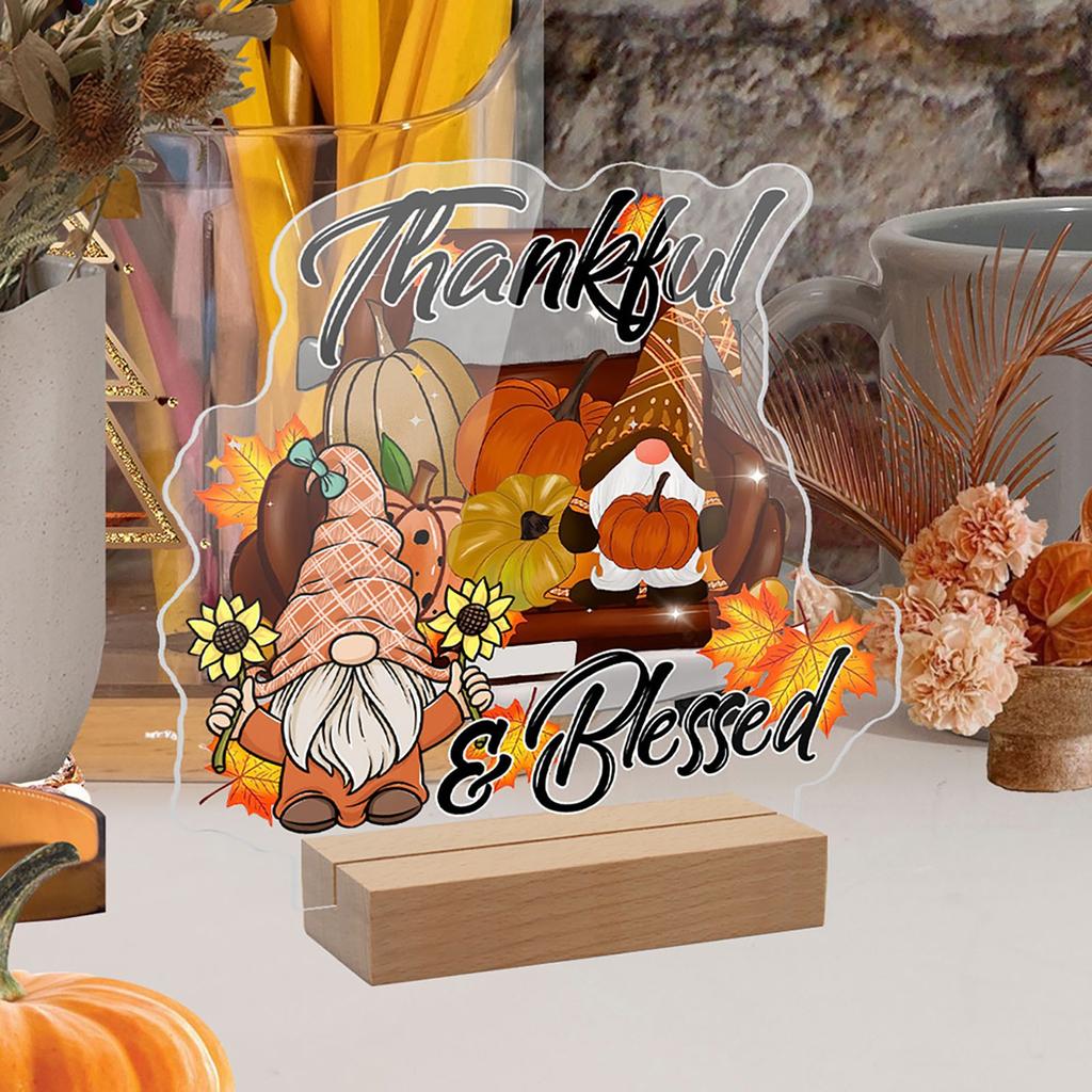 Thanksgiving Table Centerpieces Signs For Fall Decorations, Autumn Happy Thanks Gnomes For Fall Home Party Indoor Decor