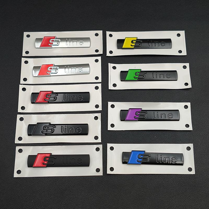 3D ABS Chrome Black Sline Logo S Line Emblem Car Fender Badge For gwjd8 A3 A4 A5 A6 A7 Q2 Q5 Q7 Q3 TT S Line Sticker Accrssorie