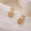 Минималистичные полые серьги-гвоздики с ананасами для девочек, креативные маленькие серьги-гвоздики с фруктами из золотого сплава, европейские и американские ювелирные изделия