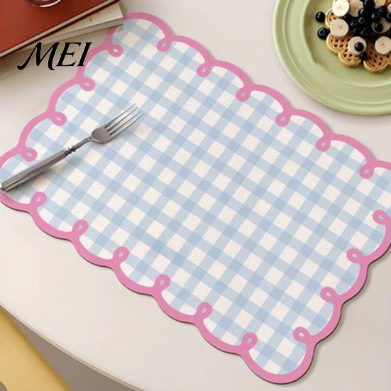 Quick-drying Kitchen Mat Diatomite Plaid Placemat with Wavy Edge, Heat Resistant Non-slip Table Drying Pad Mat, Absorbent Quick for Counter