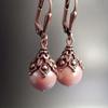 Elegant Pink Faux Pearl Decor Carved Dangle Earrings Party Style Zinc Alloy Silver Plated Jewelry Delicate Female Gift