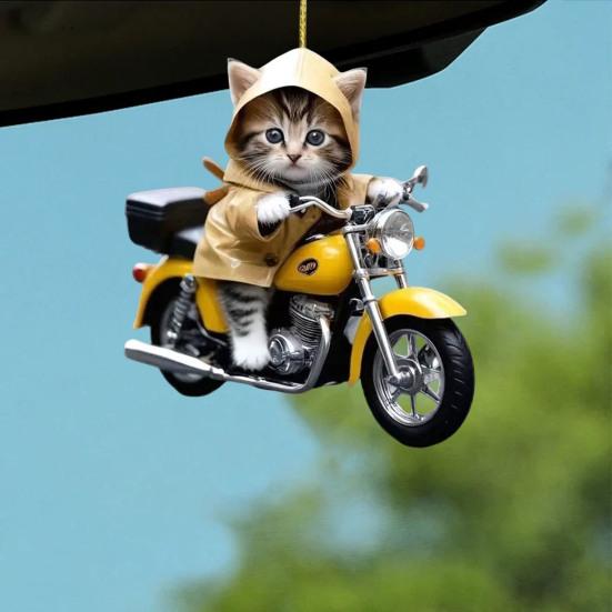 Super Cute Car Mirror Hanging Ornament with Lanyard Easy To Hang Xmas Tree Cat Shaped ADM