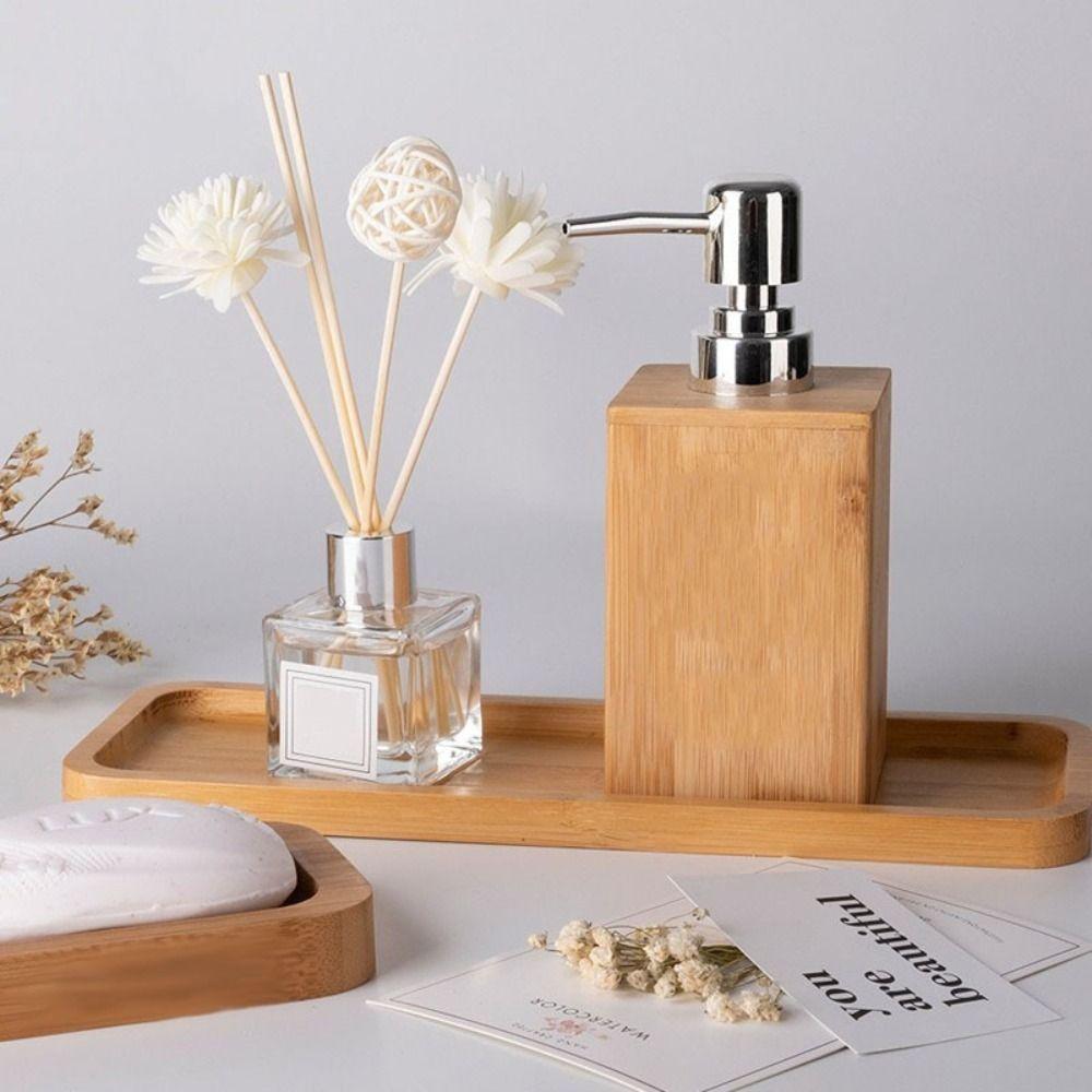 Pump Shampoo Dispenser Bamboo Soap Container Supplies Soap Dispenser Home