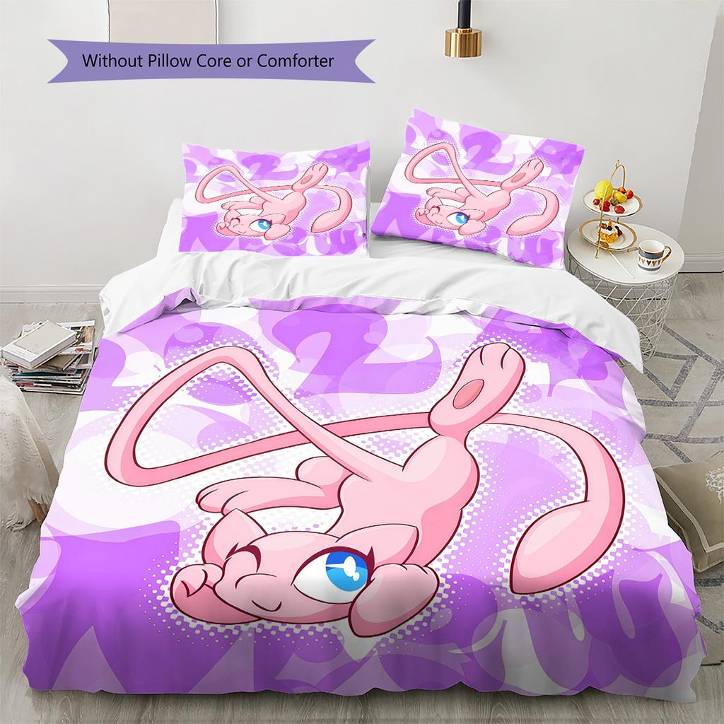 Mew Pattern Bedding Quilt Set Home Decoration Gift (1 * duvet cover + 2 * pillowcase without core)