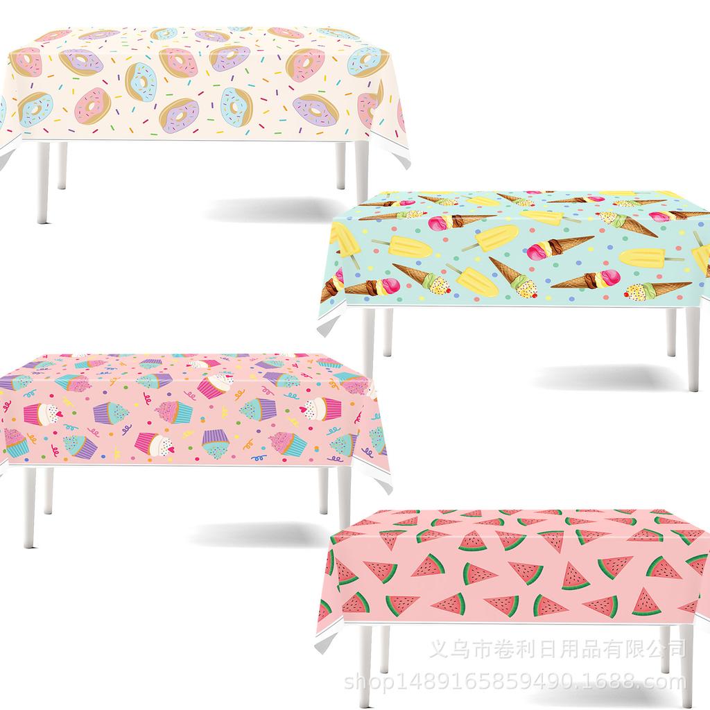 Тематические товары для вечеринки Украшение на день рождения Летнее мороженое Арбуз Пончики Скатерть Детская скатерть для дня рождения