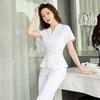 Chinese Style Summer Short-sleeved Beauty Salon Suit Top + Pants Two-piece Female Spa Beautician Clothing Hotel Massage Overalls Korean Overalls
