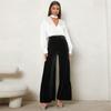 Women's Trousers Solid Color Commuter Velvet High Waist Wide-leg Trousers