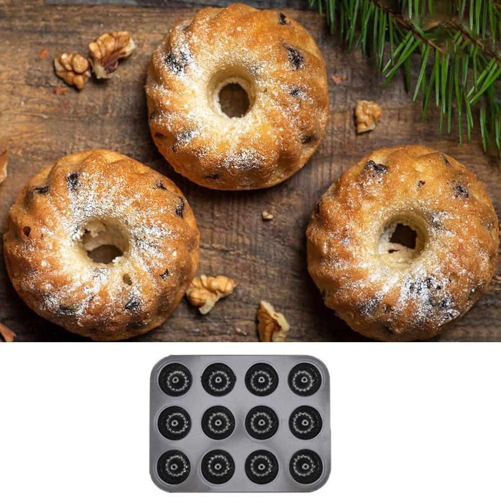 Carbon Steel Mini Fluted Tube Cake Pan Non-stick Bread Baking Pan Pumpkin Cake Baking Mold  Muffin