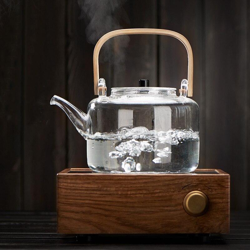 1100 мл стеклянные чайники посуда для напитков термостойкий взрывозащищенный чайник для кипячения кунг-фу чайный сервиз водяной бамбуковый горшок с ручкой