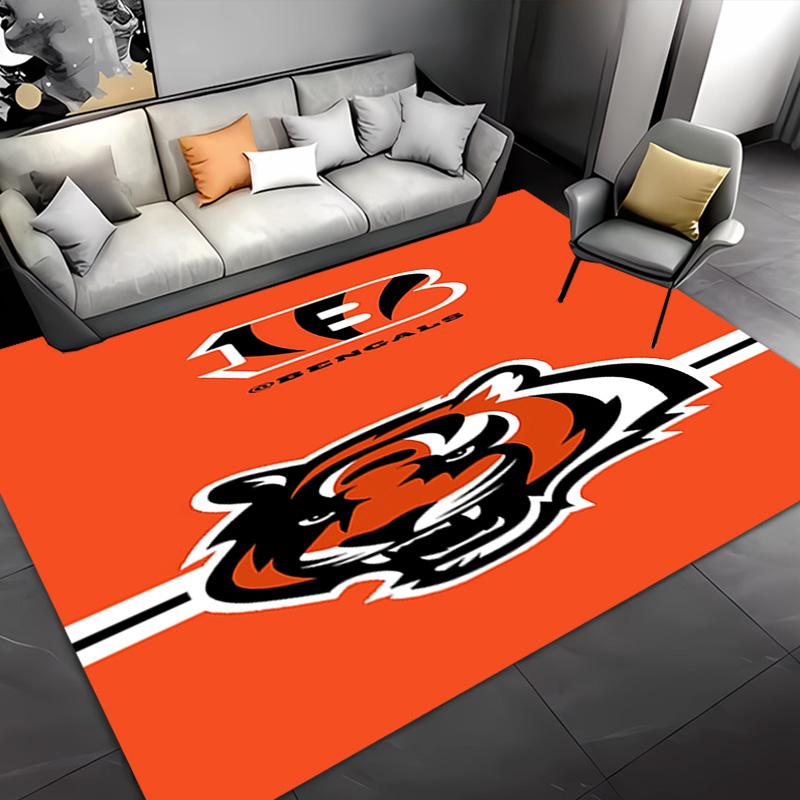 1pc Cincinnati Bengals LOGO Entrance Mat, Non-Slip Mat Area Rug,Room Decor, Outdoor Decor, Kitchen Rug,Doormat - Machine Washable, Easy to Clean