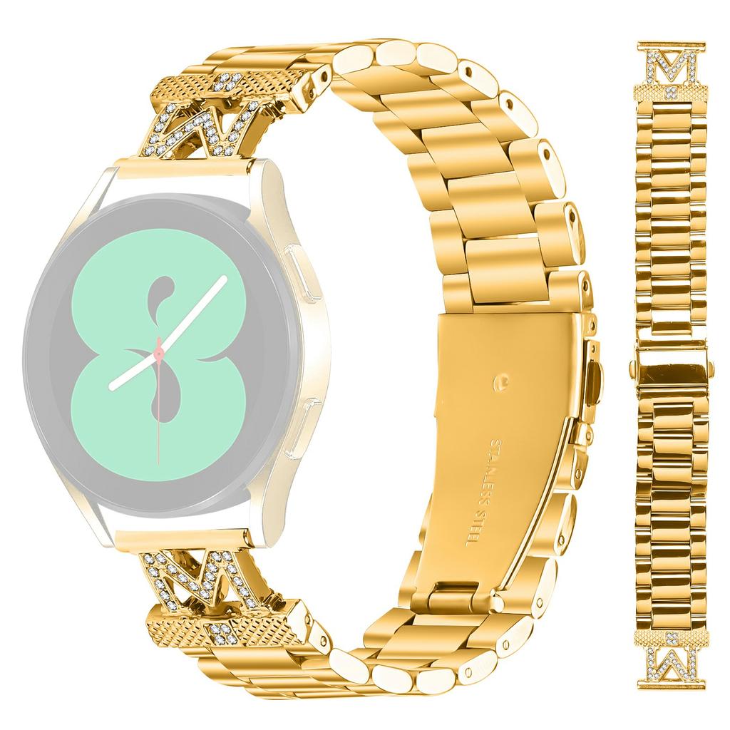 For Realme Techlife Watch S100 Watch Strap Rhinestones Decor 3-Bead Stainless Steel Band