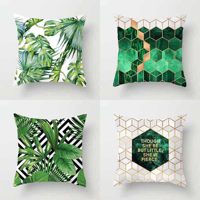 Наволочка с тропическим листом кактуса Монстера 45*45 см, полиэстеровая подушка, диван, спальня, кабинет, домашний декор, декоративная наволочка