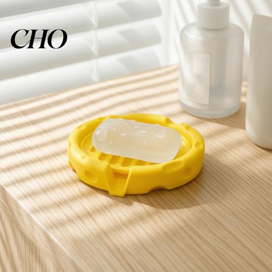 Soap Tray with Hollow Drainage Layer Box, Cheese Shape Removable Drain Layer, Dish No Water Stains Quick Cleaning Anti-Slip Holder, for Bathroom