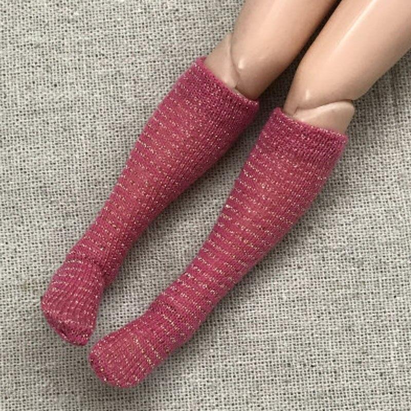 8 пар/лот кукольные носки, кукольные аксессуары, блестящие полосатые чулки для кукол Блайз, блестящие средние носки-трубы для куклы Барби 1:6