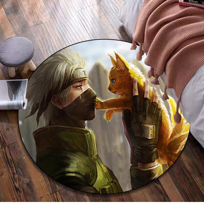 Naruto Circular Rug Office Decorative Carpet For Living Room Bedroom Door Mat Floor Carpet Computer Chair Area Rug