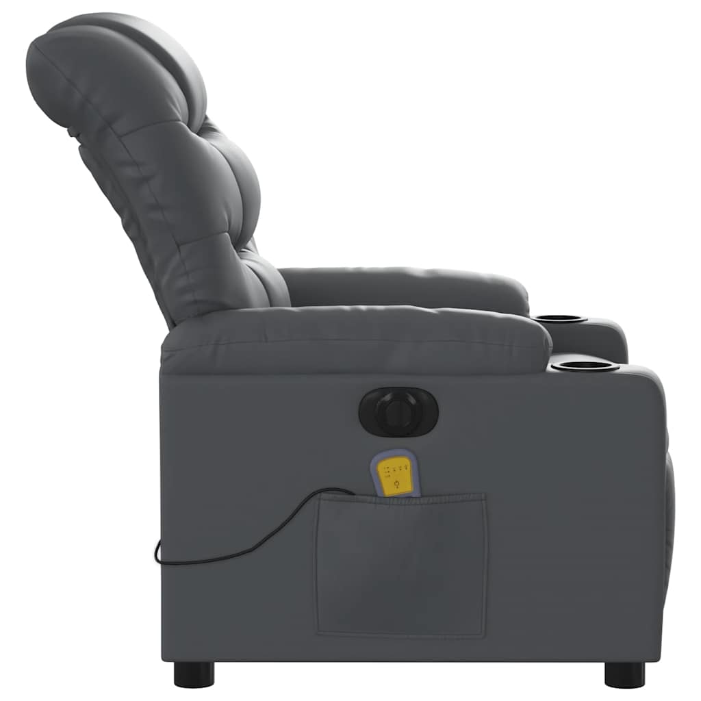 Electric Massage Recliner Gray Faux Leather