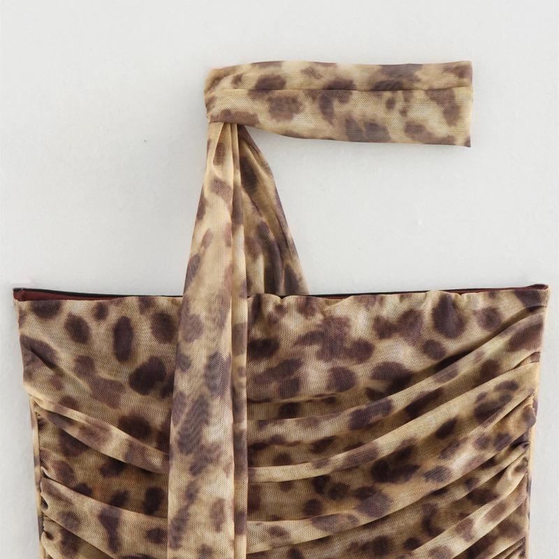 Летние сексуальные топы на шнуровке с леопардовым принтом, женские винтажные майки без рукавов Y2k, женские модные шикарные тонкие эластичные пляжные футболки в стиле ретро