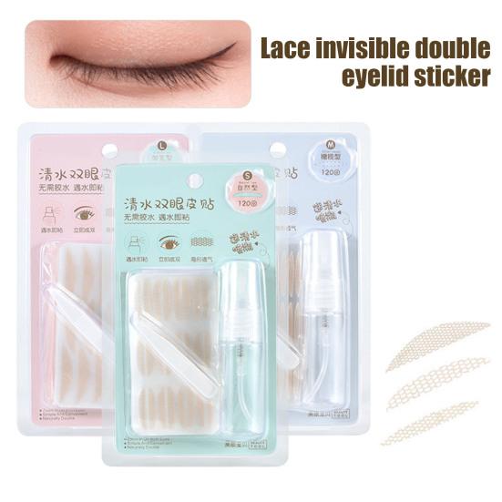 1 комплект двойных лент для век с пустым флаконом-аппликатором, бесклеевой дышащий натуральный невидимый стикер для неровных век