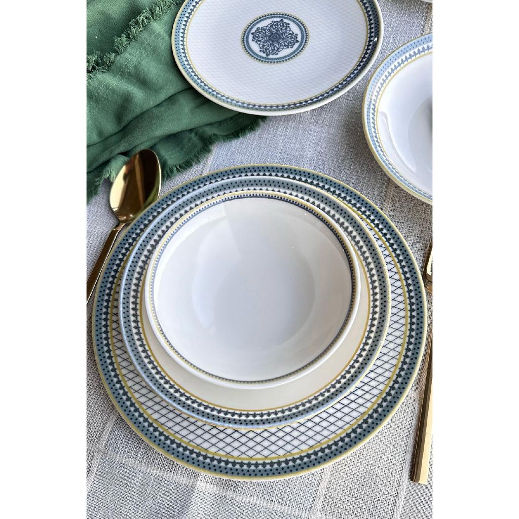 Verona Premium Porcelain Dinner Set 24 Pieces For 6 Persons Green Flower Pattern