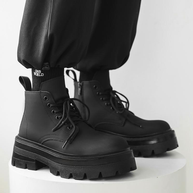 Мужские повседневные панк-рок платье ботинки на платформе шнуровка натуральная кожа обувь ковбойские массивные ботинки крутые осенне-зимние ботильоны мужские