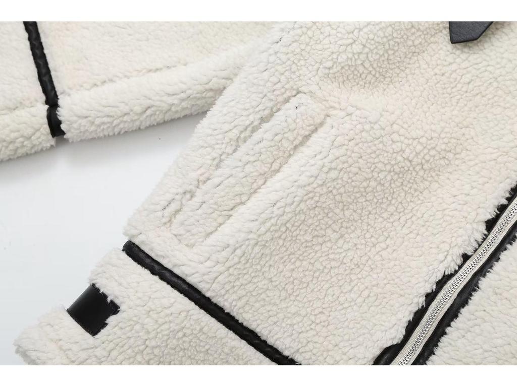 Женская куртка из искусственной овчины, сшитая из разных частей, на осень 2023 года в уникальном европейско-американском стиле Y2K