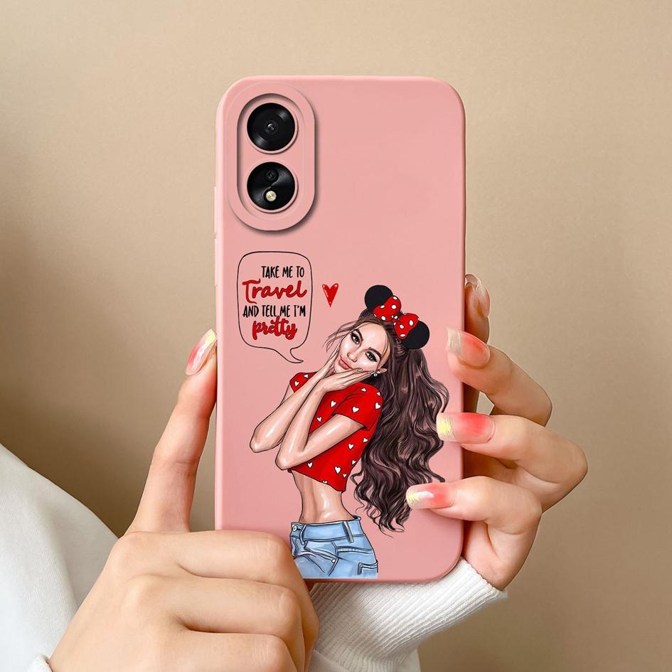 Чехол для OPPO A38 A58 A78 Realme 11 Pro Plus A2 A79, модная задняя крышка, матовая жидкая силиконовая защитная пленка для экрана для мальчиков и девочек, чехол для телефона OPPO Shell