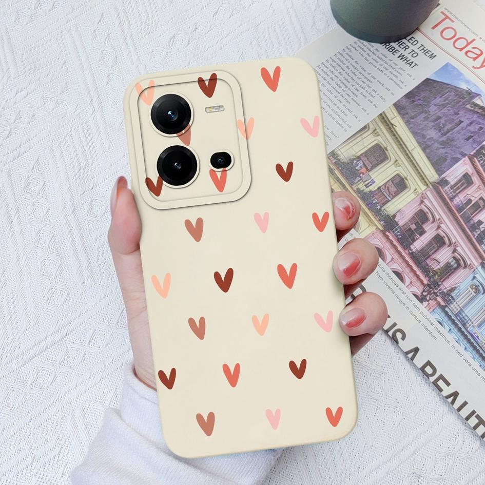 Чехол для Vivo V9 V19 V20 V21 V23 V25 V27 Pro Z1 Z3 Z5X Модный противоударный защитный чехол для камеры Матовый мягкий жидкий силикон Love Heart для бампера Vivo
