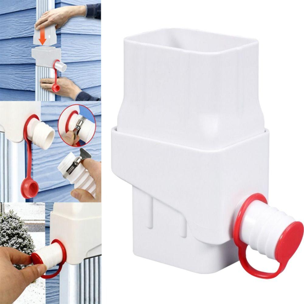 Two Water Outlets Rain Barrel Diverter Kit Gutter Drain Hose Collector Yard Gutter