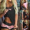 Pajamas Set Lace Patchwork Sleeveless Top Summer Women Camisole Shorts Bowknot Sleepwear for Home