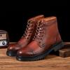 Large Size Medium Top Martin Boots for Men, British Style High Top Boots for Men, Brown High Street Chelsea Boots