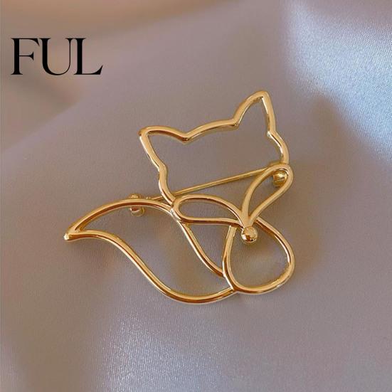 Bag Accessory Pin Women Brooch Hollow Fox Decor Stainless Exquisite Anti-slip Wear-resistant Anti-oxidation Jewelry Coat Collar Hat Scarf Decoration