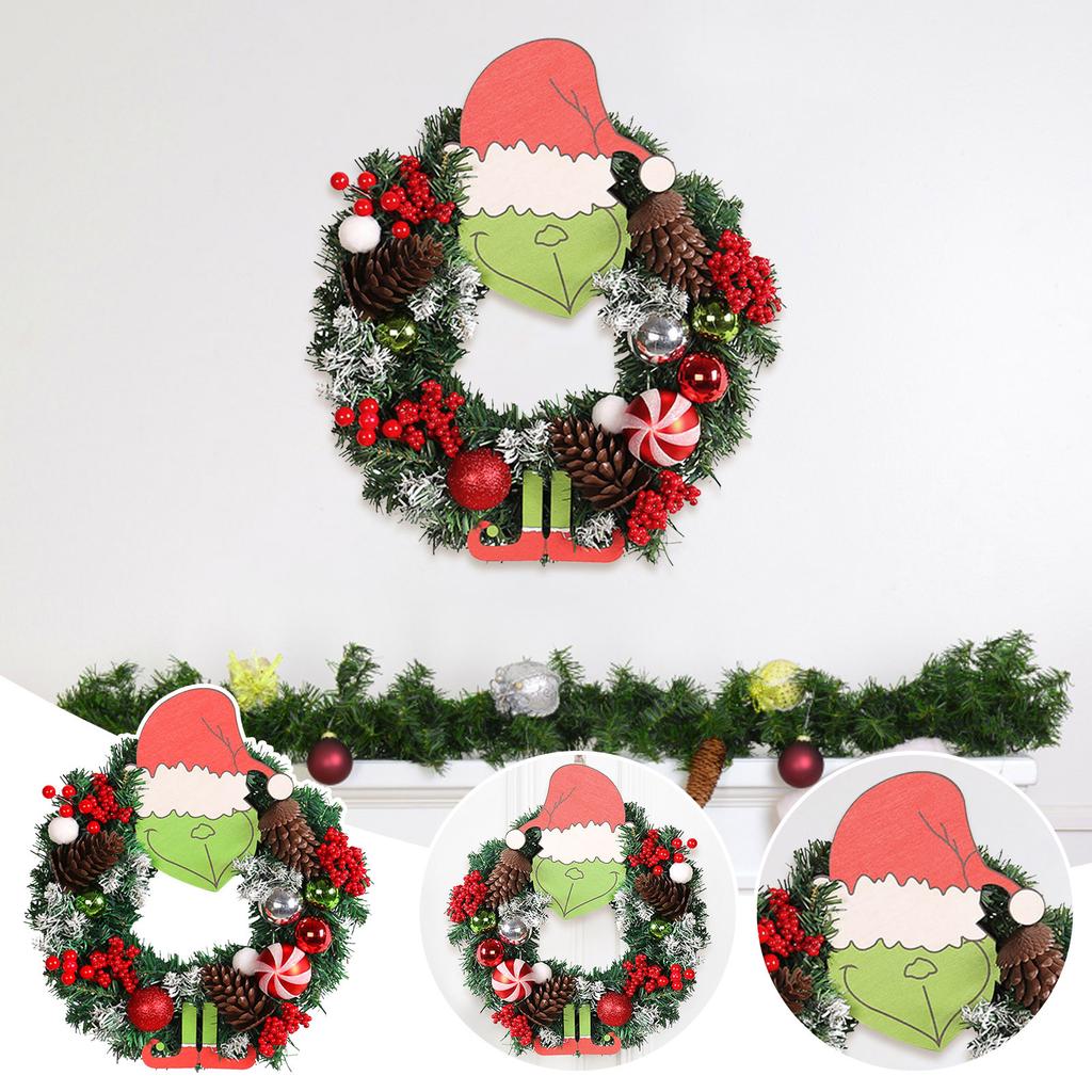 Christmas Simulation Decoration Wreath, Green Troublemaker Christmas Image, Window And Door, Hanging Party Props