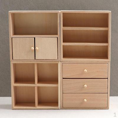 Кукольный домик Мини-набор шкафов Миниатюрная мебель Дерево 1:12 DIY аксессуаров для сцены для микро
