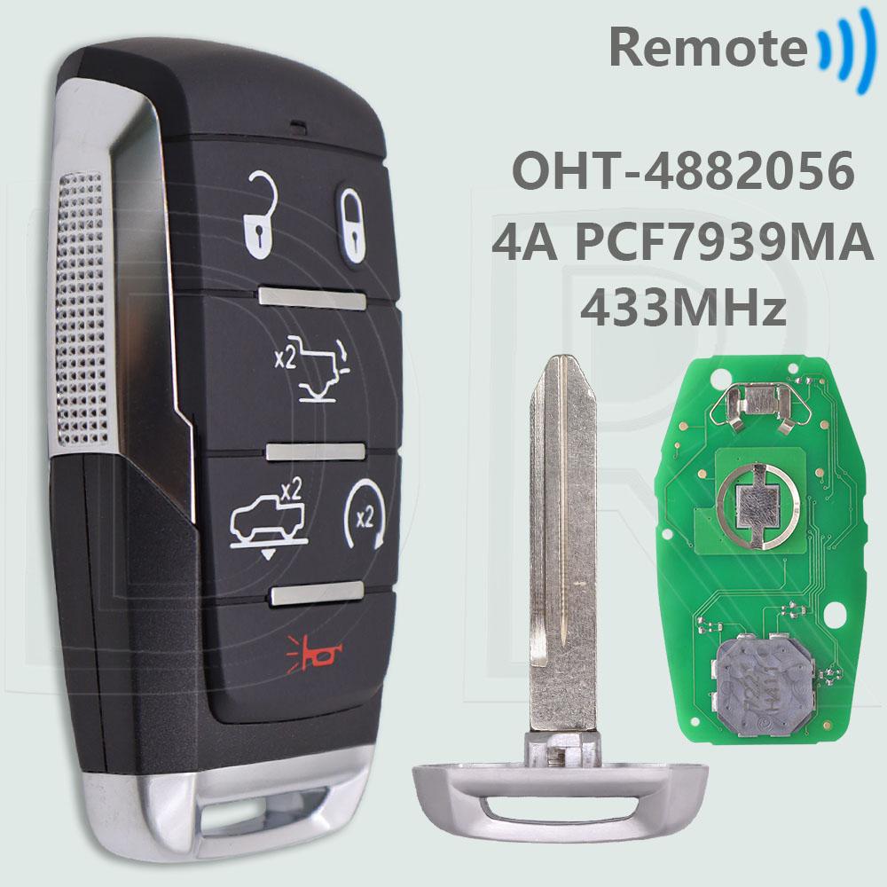 DR OHT-4882056 4A PCF7939MA Chip 433MHz Keyless Go Car Remote Key 68291687AD For Dodge RAM 1500 TRX Pickup 2019 2020 2021
