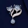 Blue Crystal Fox Brooch High-End Women'S Fashion Animal Corsage Niche Design Pin Suit Accessories Tide