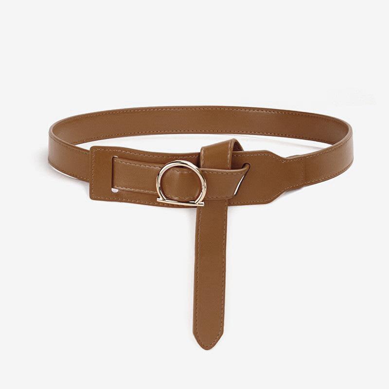 Women's Genuine Leather Belt Without Hole Design High-end Slimming Waist with Suit Jacket Trendy Women's Cowhide Leather Belt