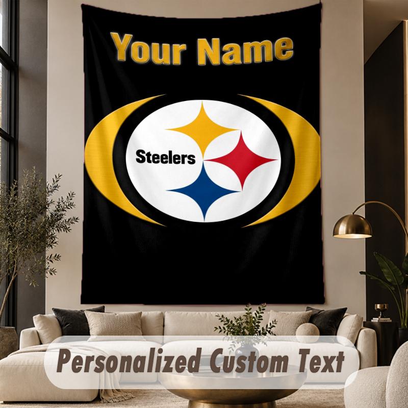 Custom Text Tapestry Pittsburgh Steelers Print Wall Tapestry Indoor Living Room Wall Decor